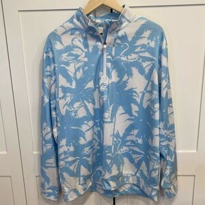 Waggle Golf 1/4 Zip Pullover Sweatshirt Palm Trees Flamingos